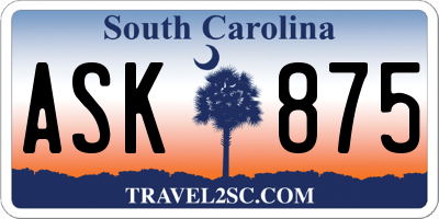 SC license plate ASK875
