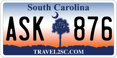 SC license plate ASK876