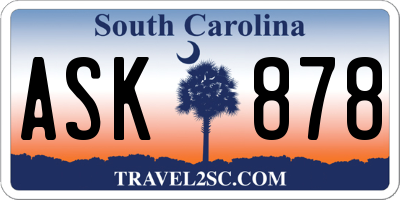 SC license plate ASK878
