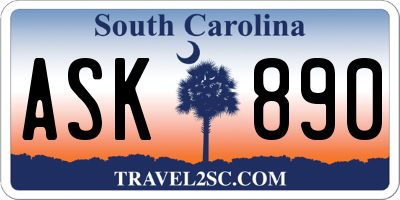 SC license plate ASK890