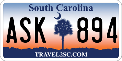 SC license plate ASK894