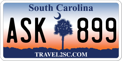 SC license plate ASK899