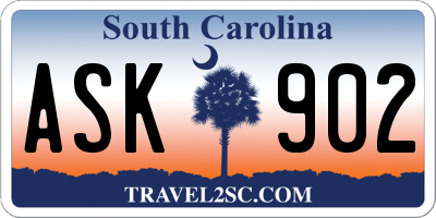 SC license plate ASK902