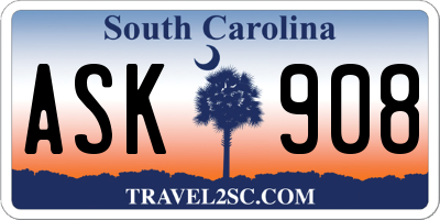 SC license plate ASK908