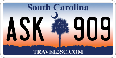 SC license plate ASK909