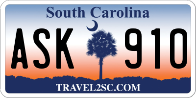 SC license plate ASK910