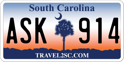 SC license plate ASK914