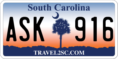 SC license plate ASK916