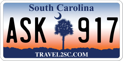 SC license plate ASK917