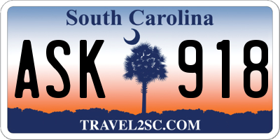 SC license plate ASK918
