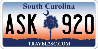 SC license plate ASK920