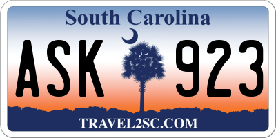 SC license plate ASK923