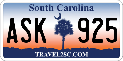 SC license plate ASK925