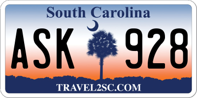 SC license plate ASK928