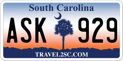 SC license plate ASK929