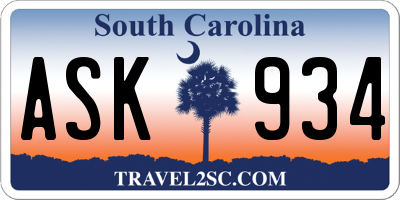 SC license plate ASK934