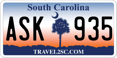 SC license plate ASK935
