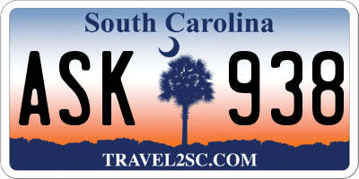 SC license plate ASK938