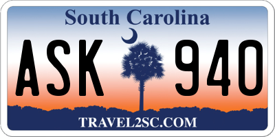 SC license plate ASK940