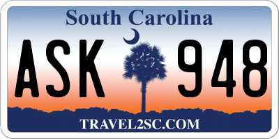 SC license plate ASK948
