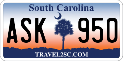 SC license plate ASK950
