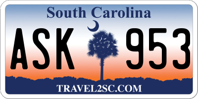 SC license plate ASK953