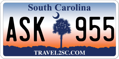 SC license plate ASK955