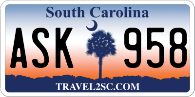 SC license plate ASK958