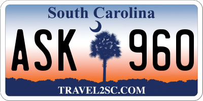 SC license plate ASK960