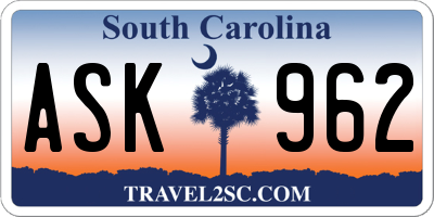 SC license plate ASK962