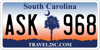 SC license plate ASK968