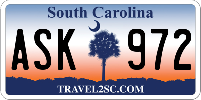 SC license plate ASK972