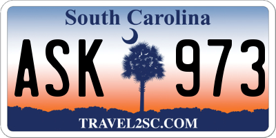 SC license plate ASK973