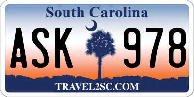 SC license plate ASK978