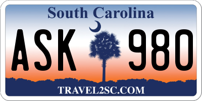 SC license plate ASK980