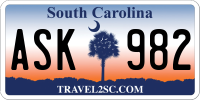 SC license plate ASK982