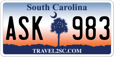 SC license plate ASK983
