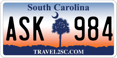 SC license plate ASK984