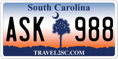 SC license plate ASK988