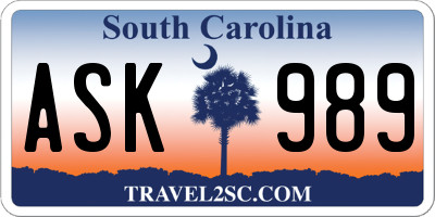 SC license plate ASK989