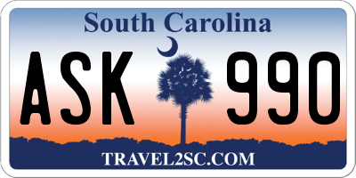 SC license plate ASK990