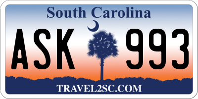 SC license plate ASK993