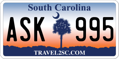 SC license plate ASK995