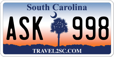 SC license plate ASK998