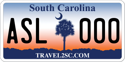 SC license plate ASL000