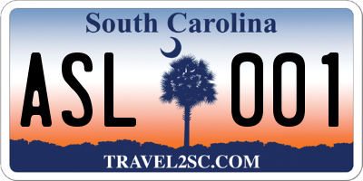 SC license plate ASL001