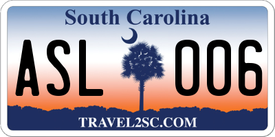 SC license plate ASL006