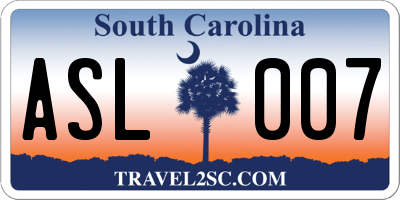 SC license plate ASL007