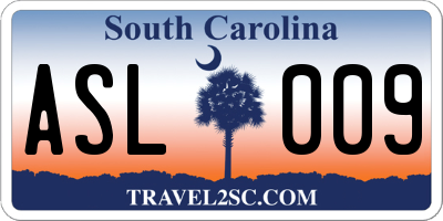 SC license plate ASL009