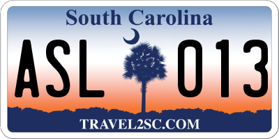 SC license plate ASL013